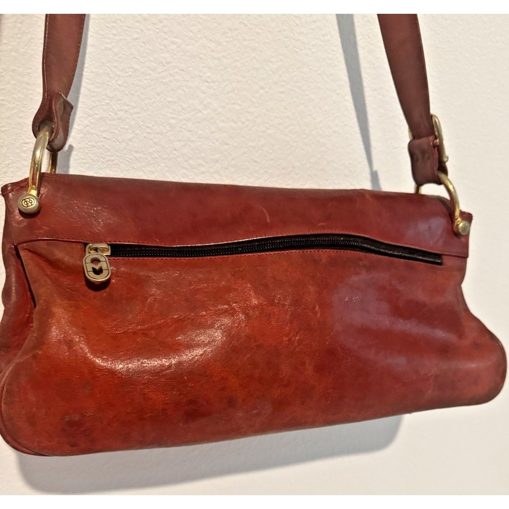 Vintage Marino Orlandi Italian Cognac Leather Large Shoulder Bag - Picture 5 of 16